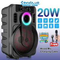 Bluetooth, Skyblue, Bass, Tanpa Wayar, Dengan LED, Karaoke Mudah Alih, Set Mic Berwayar   Besar, Unt