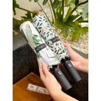Ô dù gấp gọn tự động 10 nan , ô loại móc treo hãng Kaiyo hoạ tiết lá Tropical Leaf siêu đẹp , lạ mắt