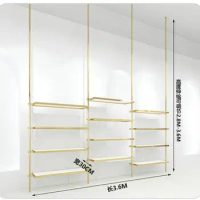 Shoe store Shoe Rack display rack Wall Upright post combination Stainless steel titanium gold shoe shelf