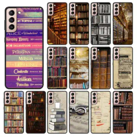 Library Books card Soft Phone Case For samsung galaxy S24 ULTRA S23PLUS S21 S20fe S20ULTRA S21Fe S22PLUS S23ULTRA Coque