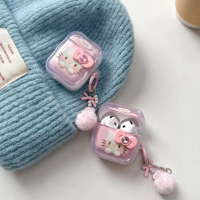 Cute 3D Bow KT Cat Compatible AirPods 4 Case AirPods Pro 3 Cover Apple Earphones 3rd Gen AirPods 4 C