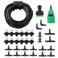 Fog Nozzles Irrigation System Portable Misting Automatic Watering 20M Garden Hose Spray Head 4/7Mm Tee And Connector