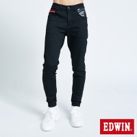 EDWIN EDGE 印花口袋錐形牛仔褲-男-黑色