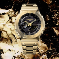 【CASIO 卡西歐】G-SHOCK 八角農家橡樹 奢華金 太陽能藍芽手錶 畢業禮物(GM-B2100GD-9A)