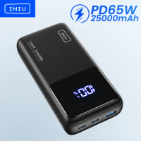 INIU 65W PowerBank 25000mAh Fast Charge USB C PD 3-Port Laptop External Battery Charger For MacBook Dell Tablet iPhone Samsung