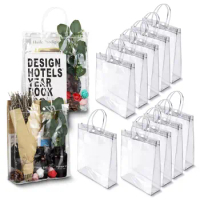 Shopping Retail Reusable with Handle Transparent PVC Tote Bag Halloween Christmas 30PCS Clear Plastic Gift Bags