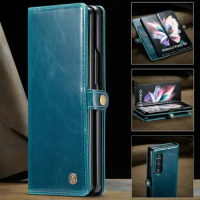 CaseMe Luxury Wallet Stand Case For Samsung Z Fold 3 2 Card Slots Book Style Phone Cover Retro Leather Magnetic Case Z Fold3 5G