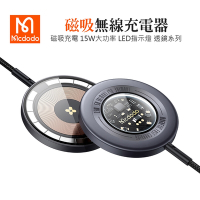 Mcdodo 麥多多 透鏡系列 15W 磁吸無線充電盤快充充電器-灰