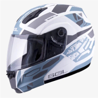 【SOL】SM-3 戰將 消光白/灰藍銀 可樂帽 全罩式 MD-04(可掀式安全帽│鏡片│內襯│輕量化)