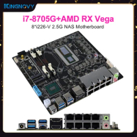 N9 NAS Motherboard Intel i7-8705G 8*2.5G i226 Discrete Graphics AMD Radeon RX Vega M 4GB 2*DDR4 17x17 ITX Firewall Router MOBO