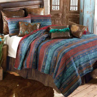 Queen Quilt Bedding Sunset Arrows Three Piece Bed Set Quilt, Two Pillow Shams