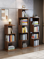 書架 書柜 置物架 實木書架現代簡約落地儲物柜墻角簡易多層置物架北歐客廳轉角書柜