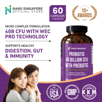 Nano Singapore Probiotics 40 Billion CFU (60 Capsules) - WecPro Technology + Gut Health + Prebiotic 