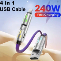 New Light Column Zinc Alloy 4-in-1 Data Cable with 240W Super Fast Charging for Mobile Phones, Breat