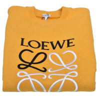 【LOEWE 羅威】Anagram 經典品牌字母刺繡圓領長袖衛衣/T恤(黃色 H526341XA1-YEL-XS)