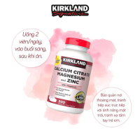 Canxi hữu cơ canxi, magie, kẽm Calcium Citrate Magnesium And Zinc 500mg 500 viên Kirkland Signature