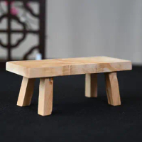 Small Bench Decoration Stool Shaped Wood Statue Crafts Holder Work Base Ornament