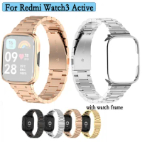 Metal Strap For Redmi Watch 3 Active Stainless Steel Smart Watch Wristband Fashion Luxury Watchband With Watch Frame