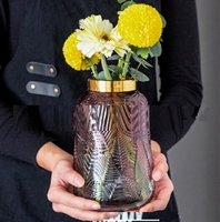 楓葉彩色玻璃花瓶 北歐復古花瓶