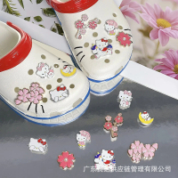 8Pcs Shoes Jibbitz Charms Pink Cherry Blossom Hello Kitty Cat Shoe Buckle Decoration for Crocs