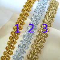 14Yards Curve Lace Trim Gold Silver Light Gold Centipede Braided Lace Ribbon DIY Clothes Lace Accessories For Cosplay Costume