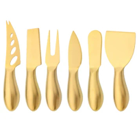 Gold Matte Stainless Sttel Handle Cheese Knife Set Mini Cheese Knife Butter Knife Slicer Knife Pizza Cutter Baked Cheese Knife