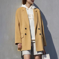 Amii Minimalism Winter 100% Woolen Coat For Women 2023 Elegant Double sided Jackets Office Lady Wool Blazer Outerwear 12020475