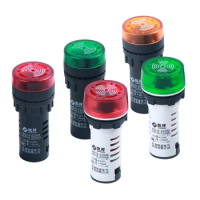 16mm/22mm LED Flash Light Red Green Yellow LED Active Buzzer Beep Indicator Switch ACDC12V ACDC24V ACDC110V ACDC220V AD16-22S