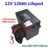 Upgrated12V 120Ah 100Ah 150Ah lifepo4 lithium battery pack with BMS 4s for golf trolley UPS campers RV motorhome+10A charger