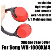 1 Pair Washable Headphone Cover Scratch Proof Wear Resistant Silicone Protective Case Housing Solid Color for Sony WH-1000XM4