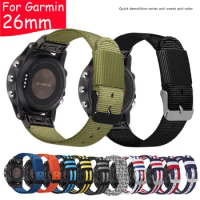 26mm Quick Assem Watch Strap for Garmin Fenix 3 hr 5x 6x Plus descent mk1 Quaitx3 Replacement Watch Band Nylon Canvas Bracelet