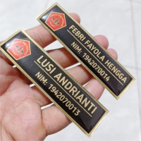 Namateg Nama dada Kuningan Custom NIP Logo Nama Identitas