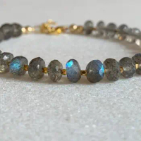 Gold labradorite bracelet / Labradorite stack bracelet / Labradorite jewellery / Gift for her