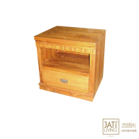 【吉迪市柚木家具】柚木方塊造型單抽床頭櫃 RPNA003B(邊几 邊櫃 收納櫃 櫃子 置物櫃)