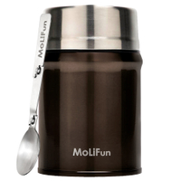 MoliFun魔力坊 316不鏽鋼輕量真空保鮮保溫悶燒罐/悶燒杯800ml-摩卡咖(MF0800K)