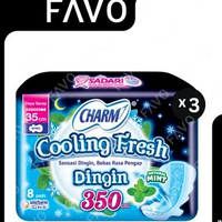 Pembalut Charm Cooling Fresh Night - 35cm 8 Pads Extra Comfort (3 Packs) - Softex Coolinf Fresh