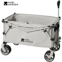 MOBI GARDEN Camping Folding Trolley Cart Portable 200L Large Capacity Adjustable Picnic Table Beach Supermarket Shopping BBQ