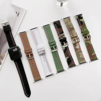 Canvas Nylon Strap for Apple Watch 5 4 40mm 44mm Sport Wristband Black Camo Buckle Watch Band for Iwatch Series 3 2 38mm 42mm