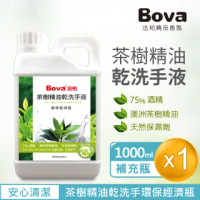 【Bova 法柏精品香氛】茶樹精油乾洗手液1公升環保經濟瓶(75%酒精+澳洲茶樹精油)