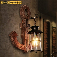 LOFT美式復古工業風客廳創意個性裝飾咖啡餐廳酒吧實木藝船錨壁燈