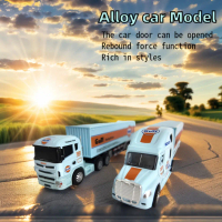 Xe tải container kéo lại bằng hợp kim với cabin và rơ moóc kiểu Mỹ, một món đồ trang trí màu xanh cổ