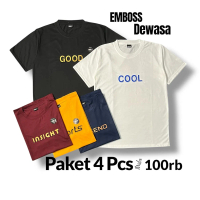 CRSR31 EMBOSS 4 PCS kaos cowok dewasa kaos distro pria baju kaos pria wanita bahan Semi Katun 24s mo