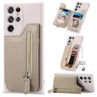 Zipper Card Wallet Phone Case For Samsung Galaxy A72 71 70 51 50 A32 23 4G A30s 50s 21s 20s 10s M40 A12 11 Car Holder Back Cover