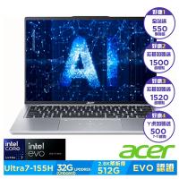 Acer 宏碁 Swift Go SFG14-73-790E 14吋AI輕薄筆電(Core Ultra 7-155H/32GB/512GB/Win11)｜EVO認證