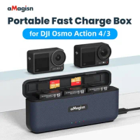aMagisn For DJI Osmo Action4/ Action3 Portable fast Charge box Quick Charging Case Charger Action Camera Accessories