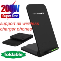 200W Wireless Charger For iPhone 14 13 12 Pro Max 15 Phone Stand Fast Charging Charger for Samsung Note 20/10 S21 Ultra Foldable