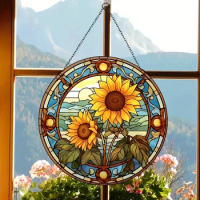 Sunflower Plastic Suncatcher Stained Hanging Outdoor Housewarming for Window Wall Decor Beach Party Accessories for Garden