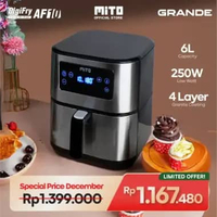 MITO Grande Air Fryer Digifry AF10 6L Mesin Penggoreng Tanpa Minyak AF10 FREE KOPI200