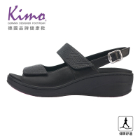【Kimo】減壓舒適健康鞋-編織紋山羊皮舒適健康涼鞋 女鞋(黑 KBASF170023)