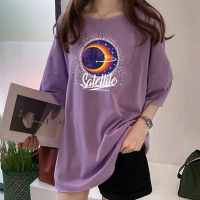 [AMYGO] 2Y021 M-5XL Loose T shirt Women Plus Size Tshirt Woman Baju T shirt Wanita Murah Clothes Cot